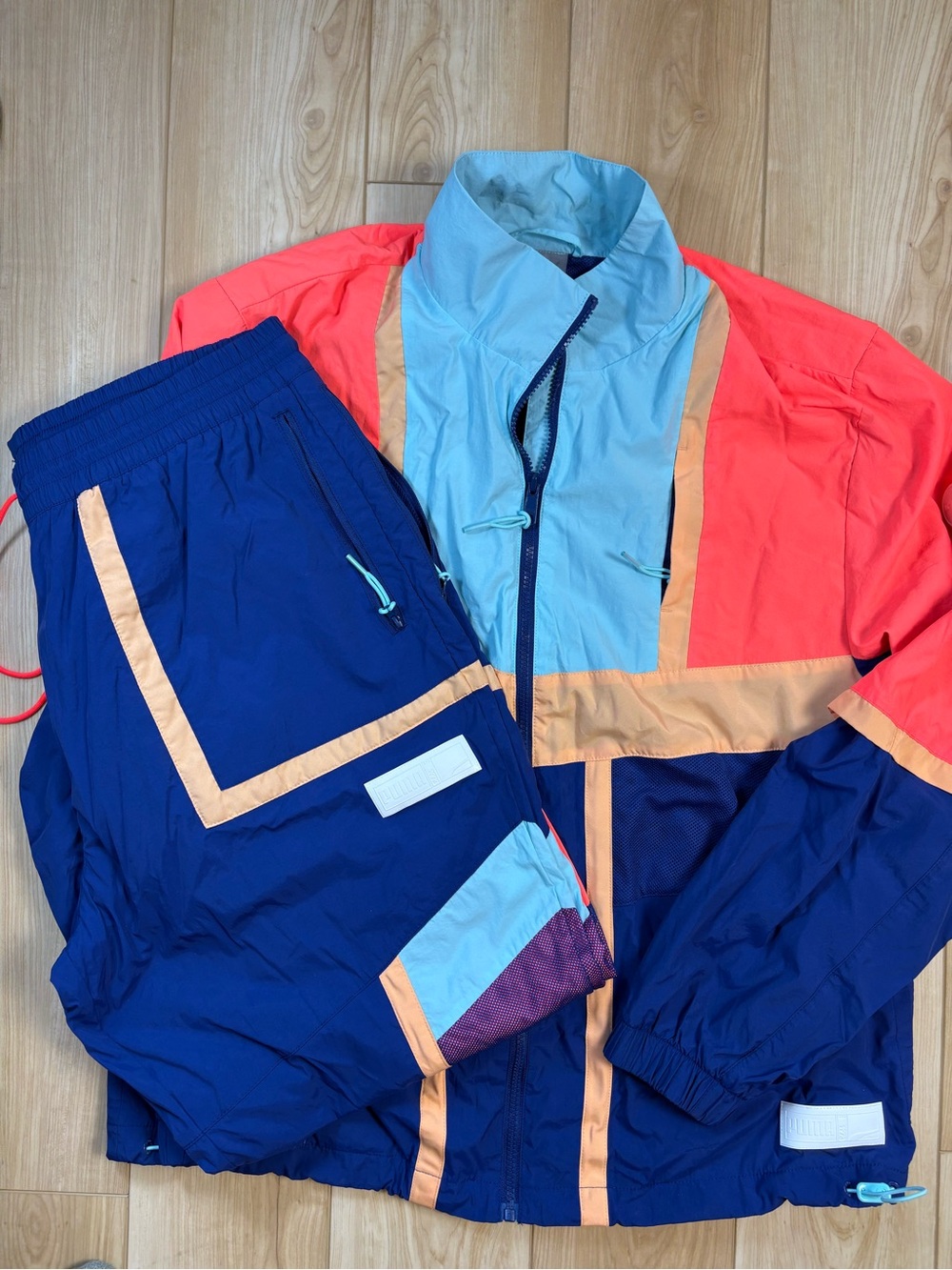 Puma court side elektro blue colorblock track suit jacket pants retro 80s 90s